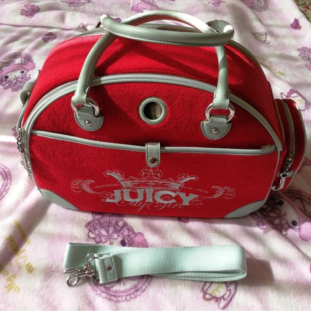 Juicy Couture Red and Gray Pet Carrier